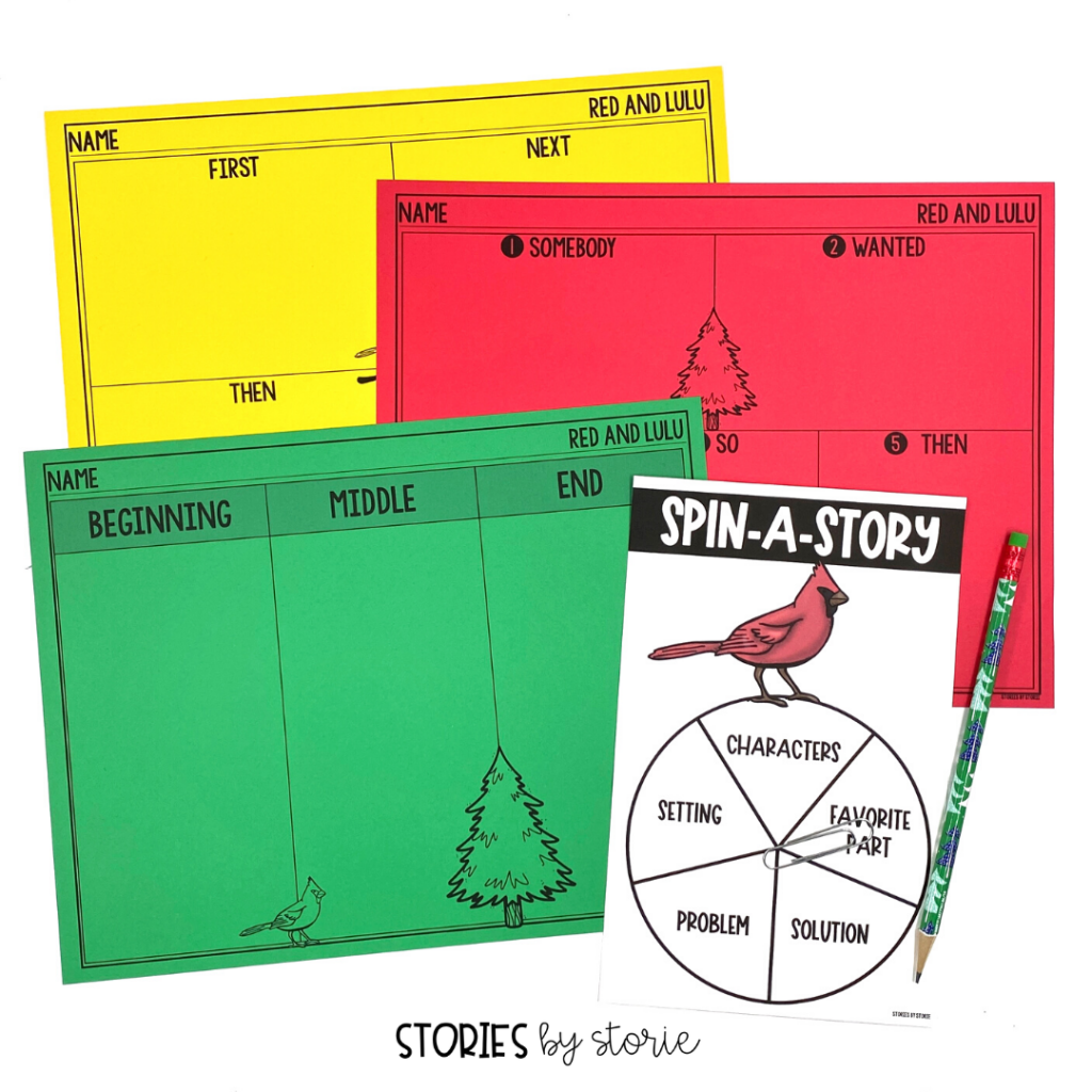 These graphic organizers will help students retell or summarize Red and Lulu by Matt Tavares.