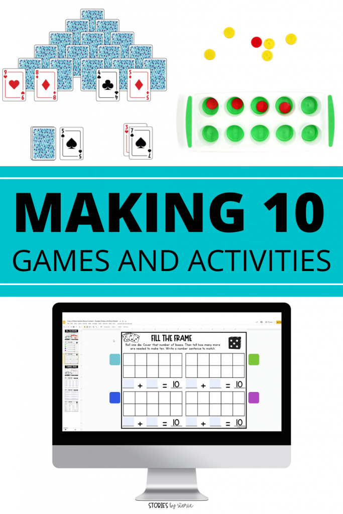 Making ten is a key building block that helps students mentally add bigger numbers as they get older. So how can we make sure kids know all of their tens partners or ways to make 10? We practice! Here are some of my favorite games and activities for making ten. 