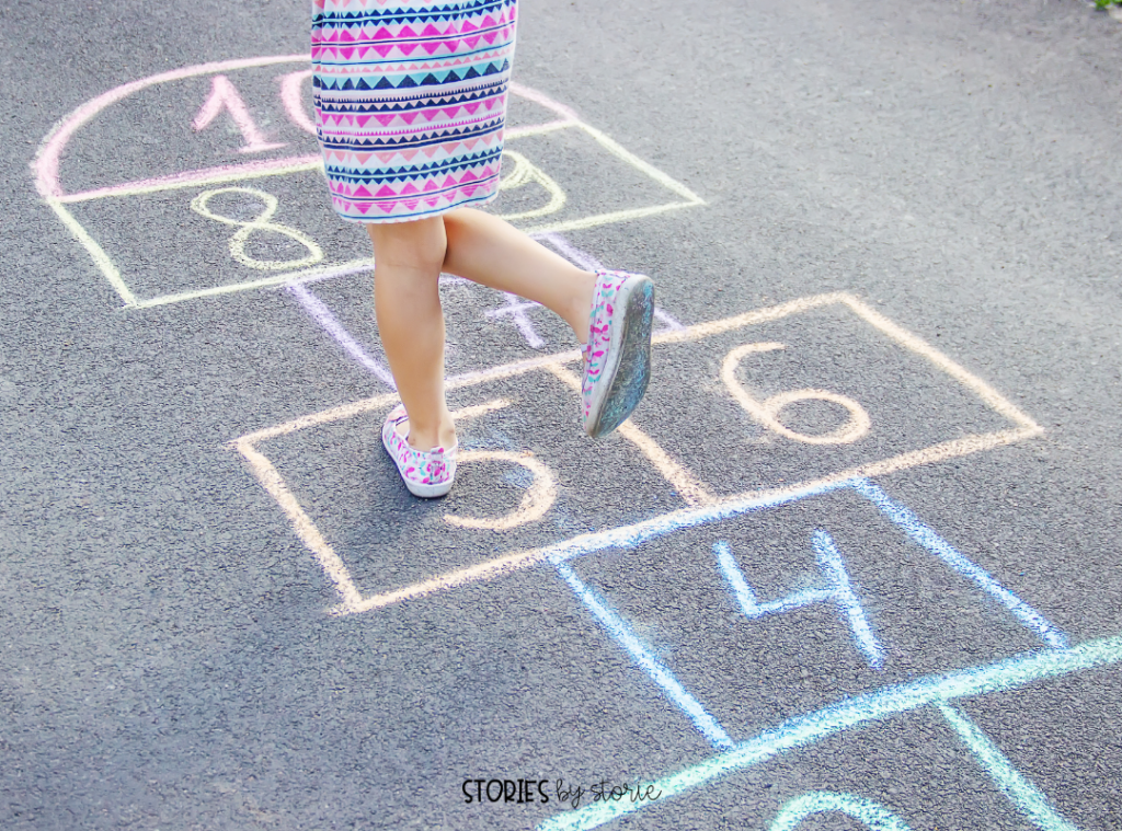 Need to get your students up and moving? Take them outside to play hopscotch. As students reach the number where the rock landed, they must name the doubles fact before they can pick up the rock and return to start.