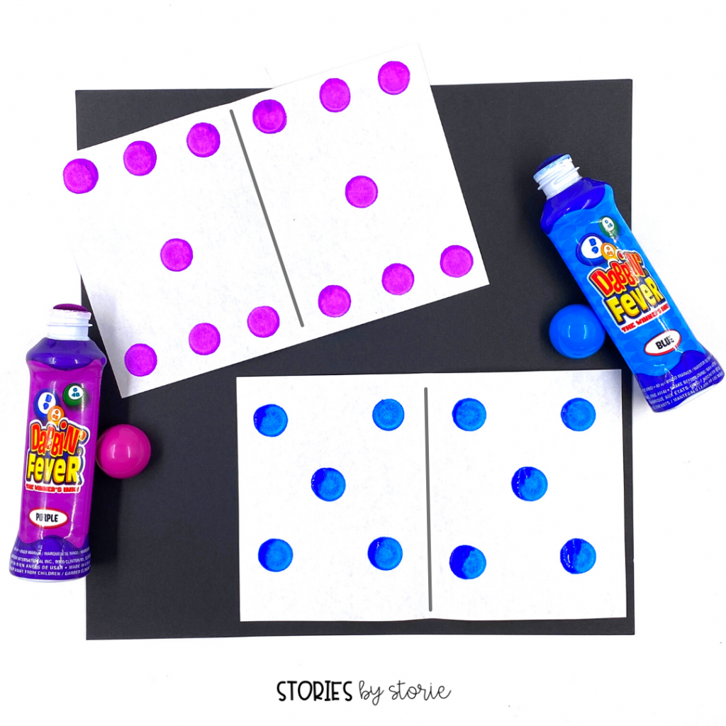 For a creative outlet, let your students create some symmetrical art to represent doubles facts like double domino tiles. You can do this with paint or Bingo daubers. 