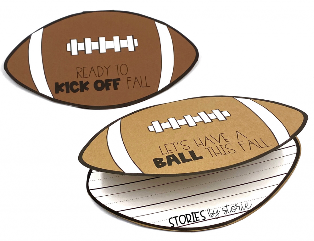 Fall is football season for many fans. Get ready to kick-off the fall season with this football craft which opens to reveal a piece of writing. Students can share a game day memory, write about fall, or choose their own topic.