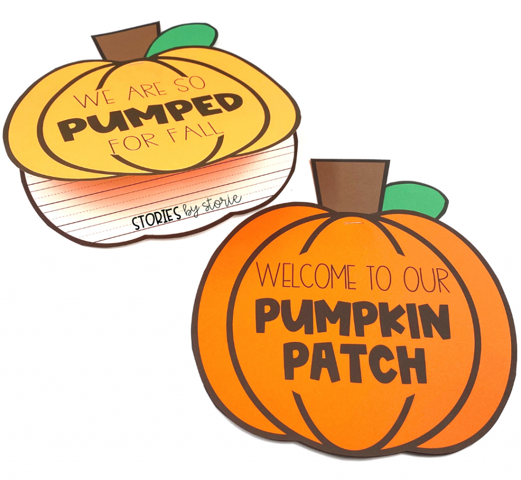 This pumpkin craft opens to reveal a piece of writing. It would make a great bulletin board display for fall. 