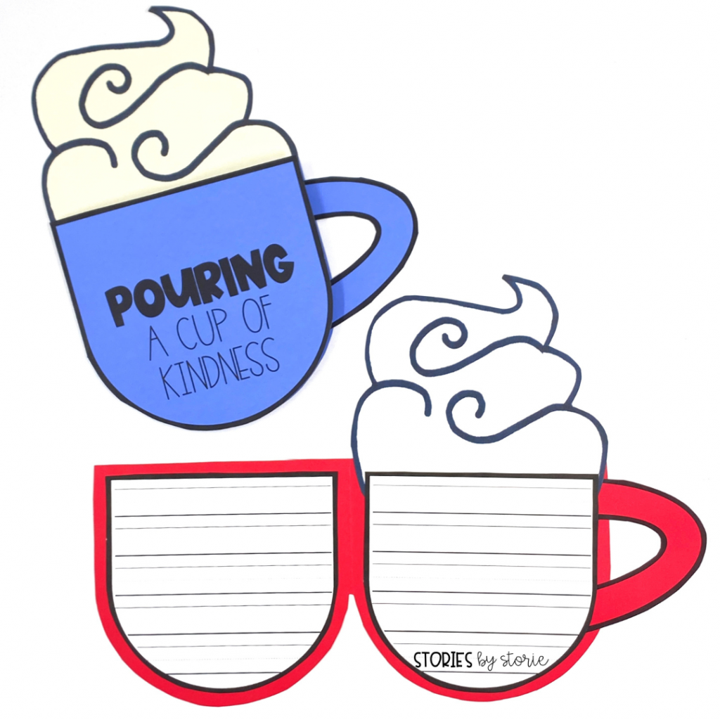 When the temperatures drop, warm up to winter with this hot cocoa craft. The cup opens up to reveal a piece of student writing. Students can mix and match the template colors and sayings to create the perfect mug for them.
