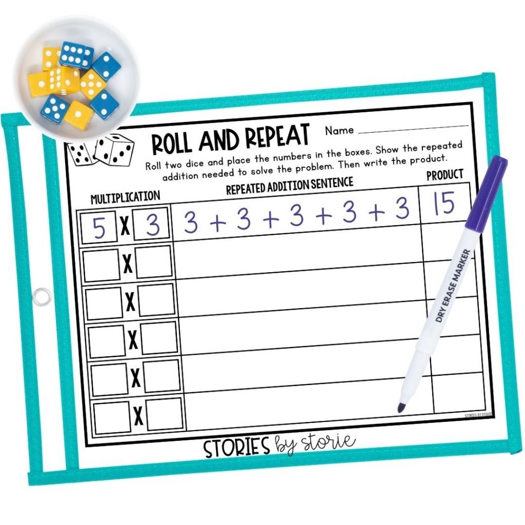 Adding dice to an activity helps boost engagement. These multiplication dice games help students with basic facts, repeated addition, arrays, and more. There are printable and digital options.