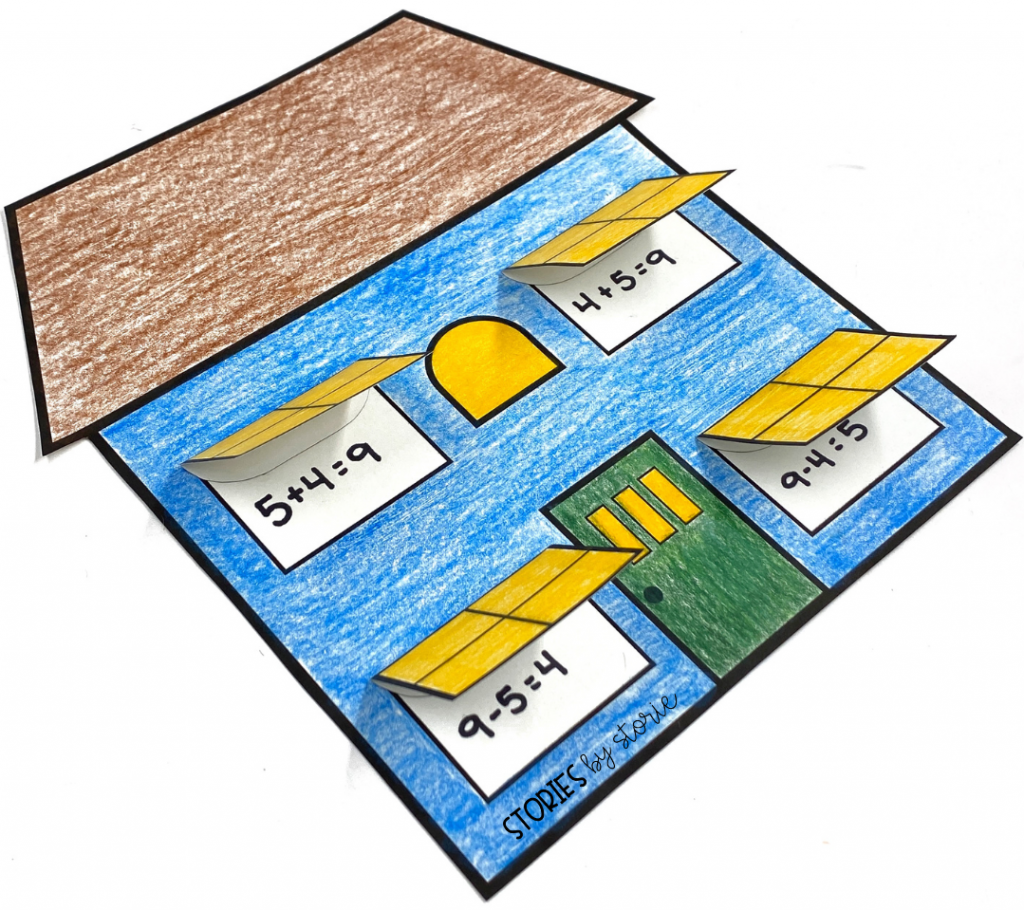 Want to incorporate art into your math block? Let students create a fact family house. Each window lifts to reveal one of the four related facts in the fact family.