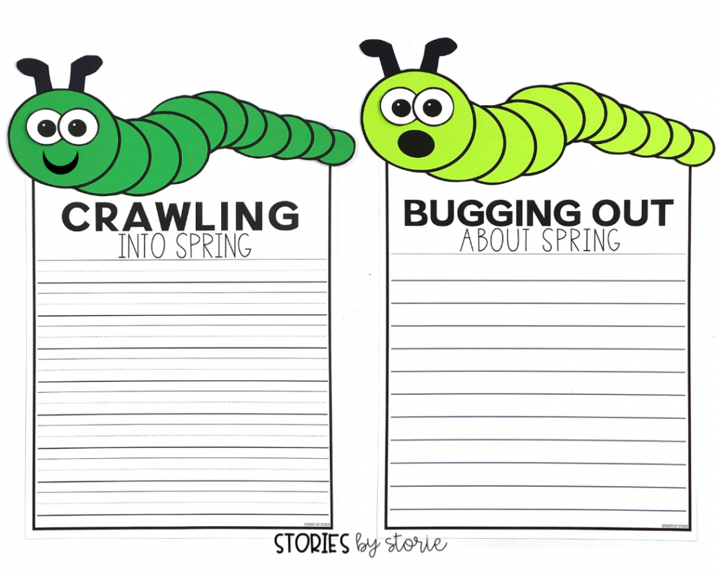 This caterpillar writing craft is a page topper rather than a craft booklet. However, if students have several pages of writing, staple the pages together near the top center before attaching the caterpillar to the first page. 