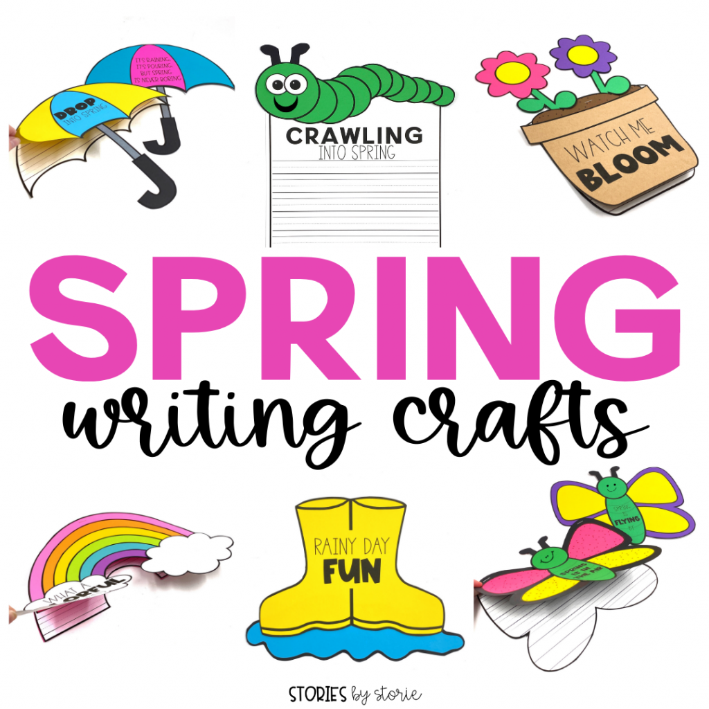 These spring crafts will keep your students engaged with writing all season long. This resource includes the directions and templates needed to make an umbrella, a caterpillar, a flower pot, a rainbow, rain boots in a puddle, and a butterfly.