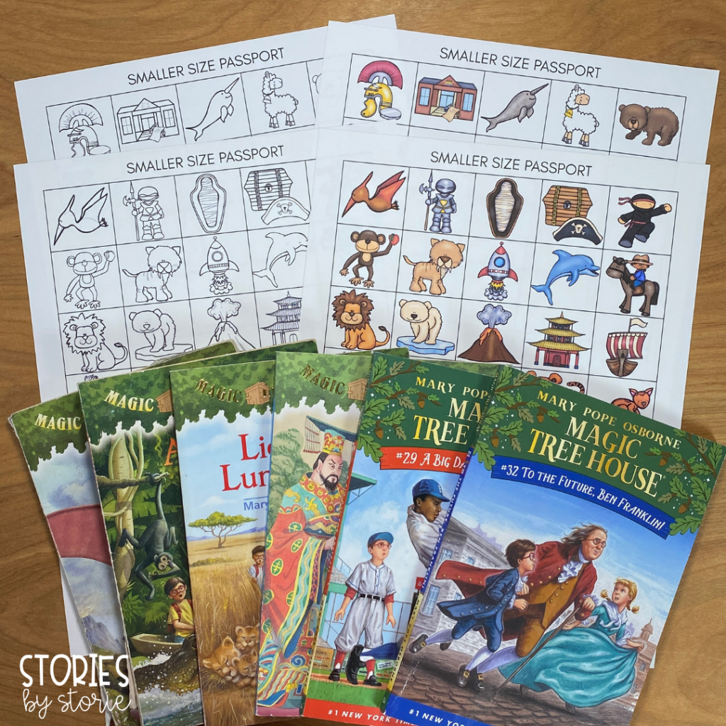 Print a full set of stamps to go with the Magic Tree House series. This option works well when using the books with your small group or if students are reading the series independently.