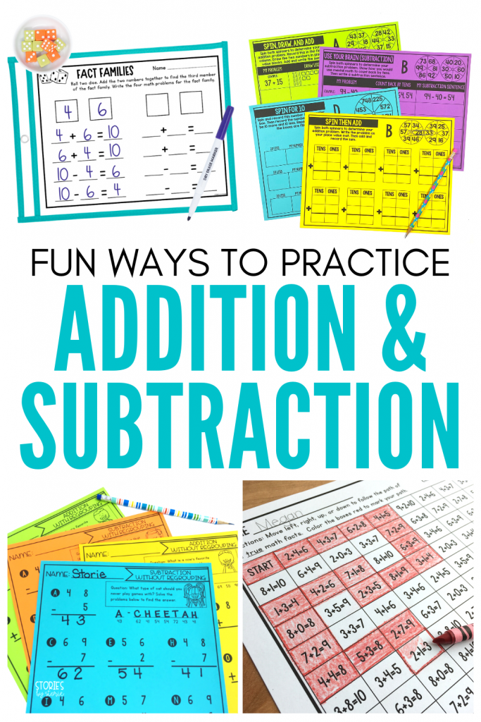 Students need a lot of addition and subtraction practice. This helps them develop the fact fluency they need as they move on to larger math problems. While flash cards have their place in the classroom, they aren’t the only way to practice. Here are some fun ways to practice addition and subtraction. Not only are these activities engaging, but they are low-prep to help save you time.