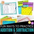 Students need a lot of addition and subtraction practice in order to develop math fact fluency. While flash cards have their place in the classroom, they aren't the only way to practice. Here are some fun ways to practice addition and subtraction. Not only are these activities engaging, but they are low-prep to help save you time.