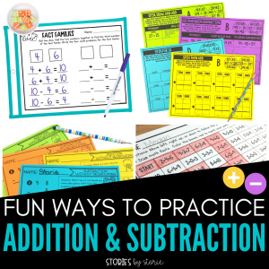 Students need a lot of addition and subtraction practice in order to develop math fact fluency. While flash cards have their place in the classroom, they aren't the only way to practice. Here are some fun ways to practice addition and subtraction. Not only are these activities engaging, but they are low-prep to help save you time.