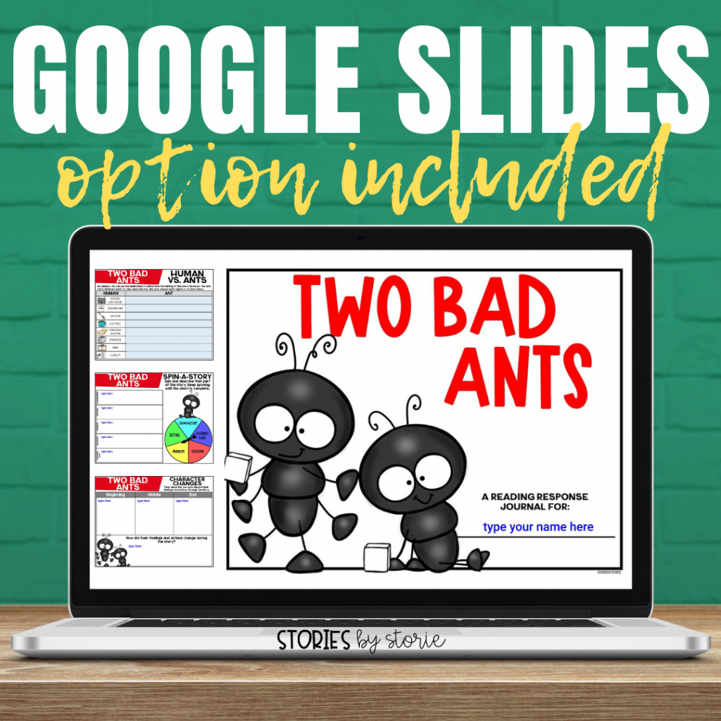 This companion for Two Bad Ants contains a Google Slides link and a fillable student PDF for distance learning or paperless classrooms.