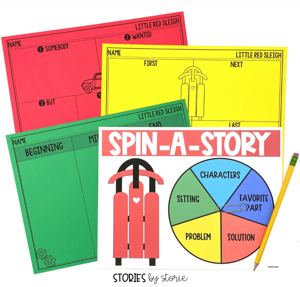 After reading Little Red Sleigh, students can practice retelling or summarizing the story with these graphic organizers. This companion also includes a story elements spinner for additional practice.