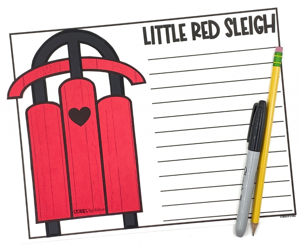 After reading Little Red Sleigh, students can put together their own sleigh craft. While this craft can stand alone, you can also pair it with one of the included writing prompts to create a colorful hallway or bulletin board display.