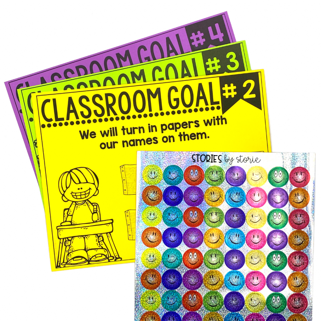 Finding no name papers is frustrating! Try making a class goal. By using a goal tracker, kids can visually track their progress.