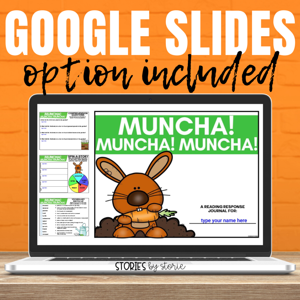 In addition to the printable activities, this Muncha! Muncha! Muncha! companion includes a Google Slides link and a fillable student PDF.