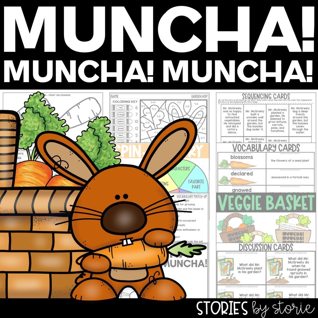 Muncha! Muncha! Muncha! by Candace Fleming is a great book to share in the spring or during a gardening unit. This book companion contains comprehension questions, vocabulary activities, graphic organizers, a harvest basket writing craft, and more! These activities can help guide your students through the book.