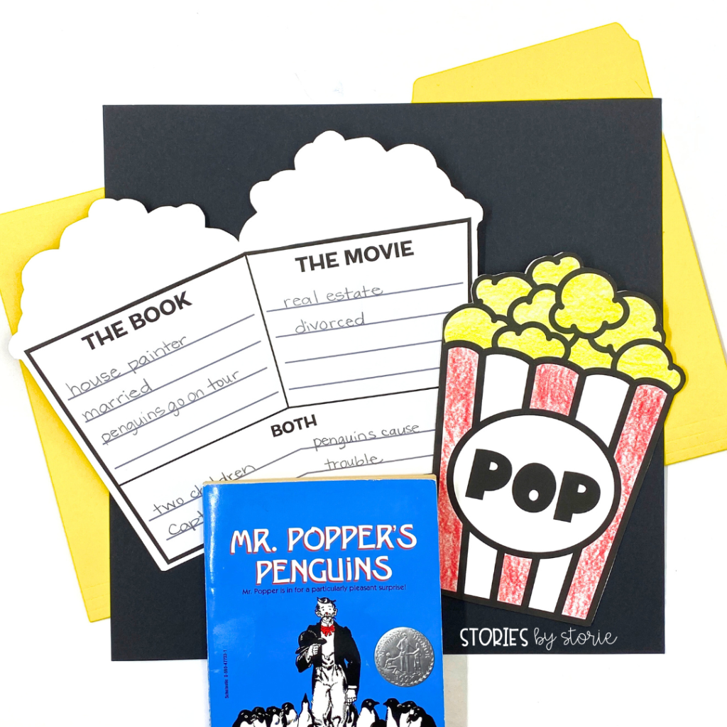 Here's a fun popcorn craft to help your students record the similarities and differences between the book and movie.