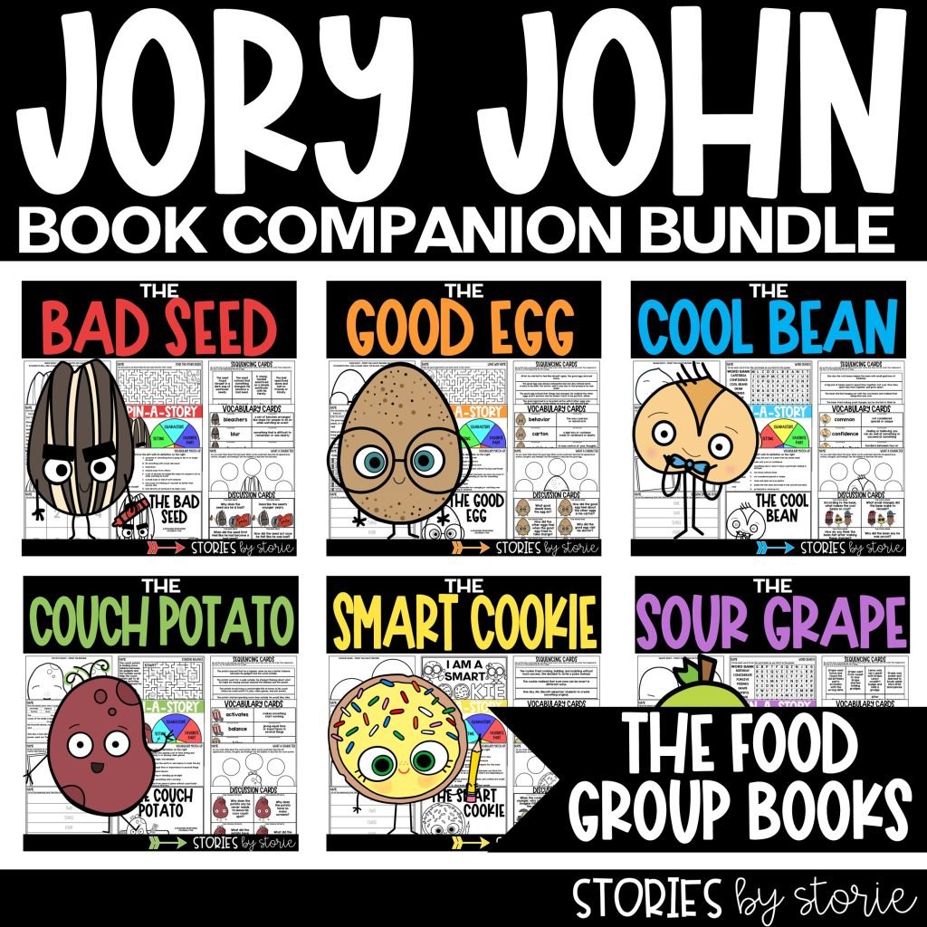 The Food Group books by Jory John and Pete Oswald are all very entertaining books for kids! This bundle includes book companions for The Bad Seed, The Good Egg, The Cool Bean, and The Couch Potato. These book companions contain comprehension questions, vocabulary activities, graphic organizers, sequencing activities, and writing crafts. These activities can help guide your students through the books. This bundle also includes a bonus resource with mini-packs for The Great Eggscape and The Good, the Bad, and the Spooky.