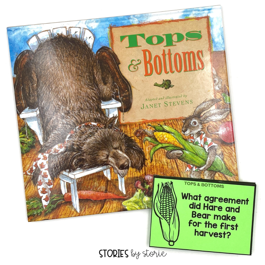 There are 8 questions included to help guide the discussion as you read Tops & Bottoms. Students can also respond to these questions in writing.