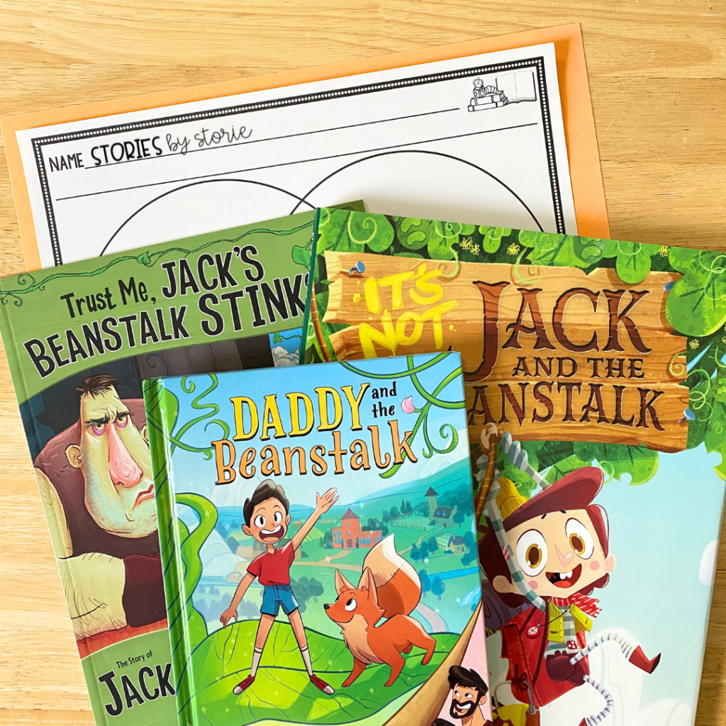 If your students have read several versions of Jack and the Beanstalk, now would be a great time to compare and contrast those stories. Students can write the similarities and differences with the characters, setting, plot, and illustrations.