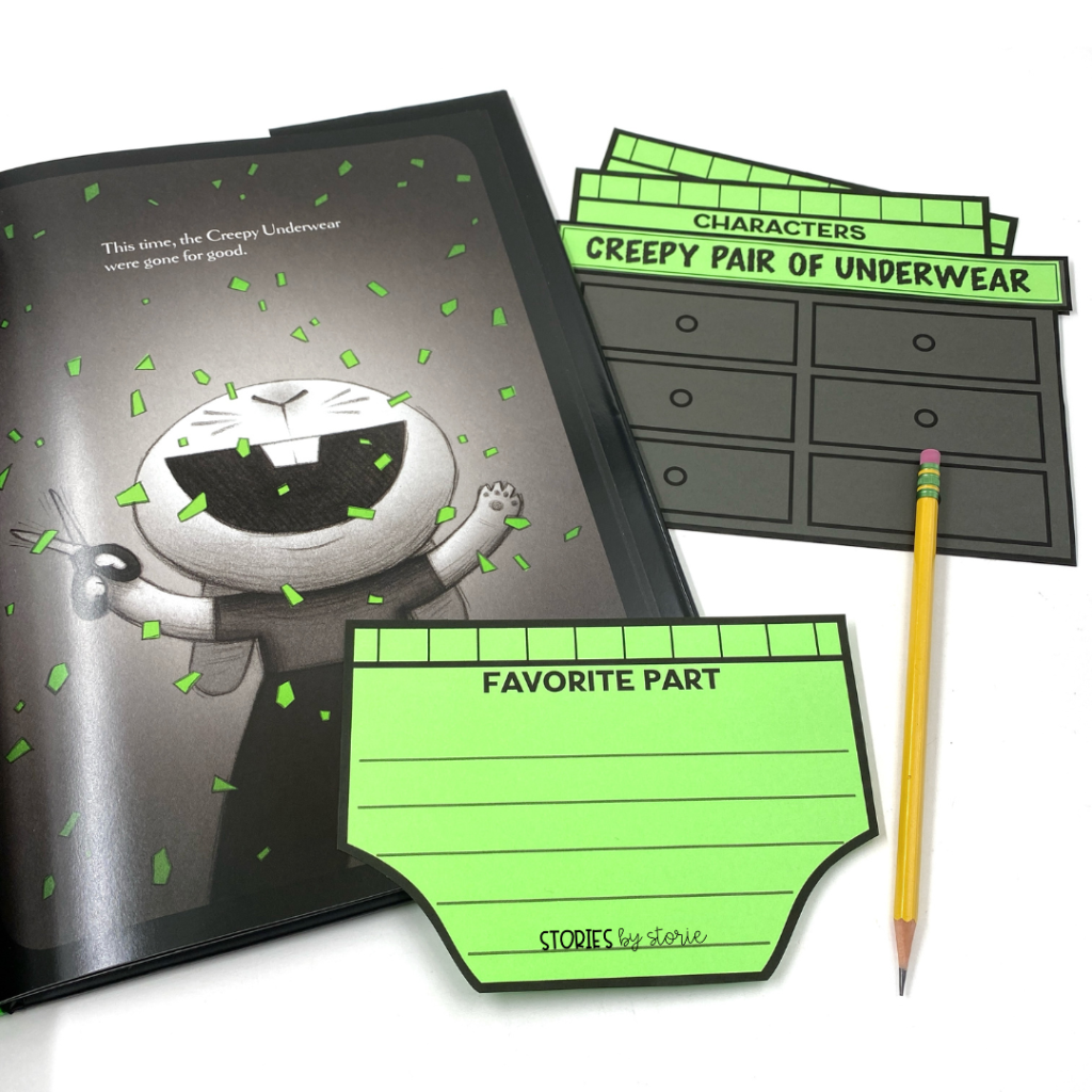 After reading Creepy Pair of Underwear!, students can review story elements with this fun writing craft!