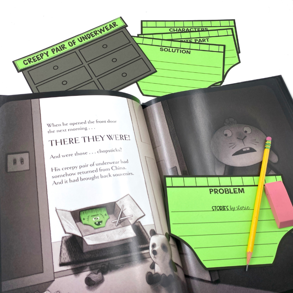 After reading Creepy Pair of Underwear!, students can review story elements with this fun writing craft!