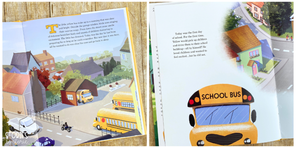 Little Yellow Bus by Erin Guendelsberger is a heartwarming book to share on the first day of school. This story addresses the first day of school jitters while encouraging kids to find the courage to try new things.