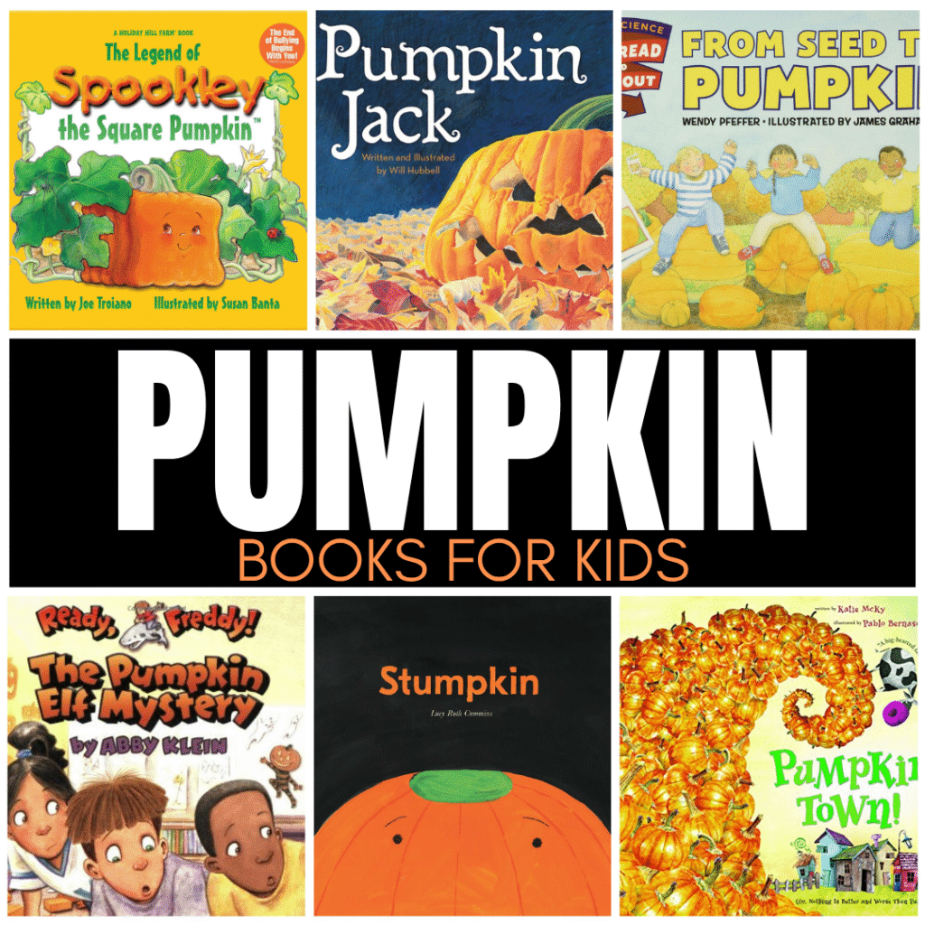 Whether you want to share books about the pumpkin life cycle, memorable pumpkin characters, or just want to embrace this season, here are some of my favorite pumpkin books for kids.